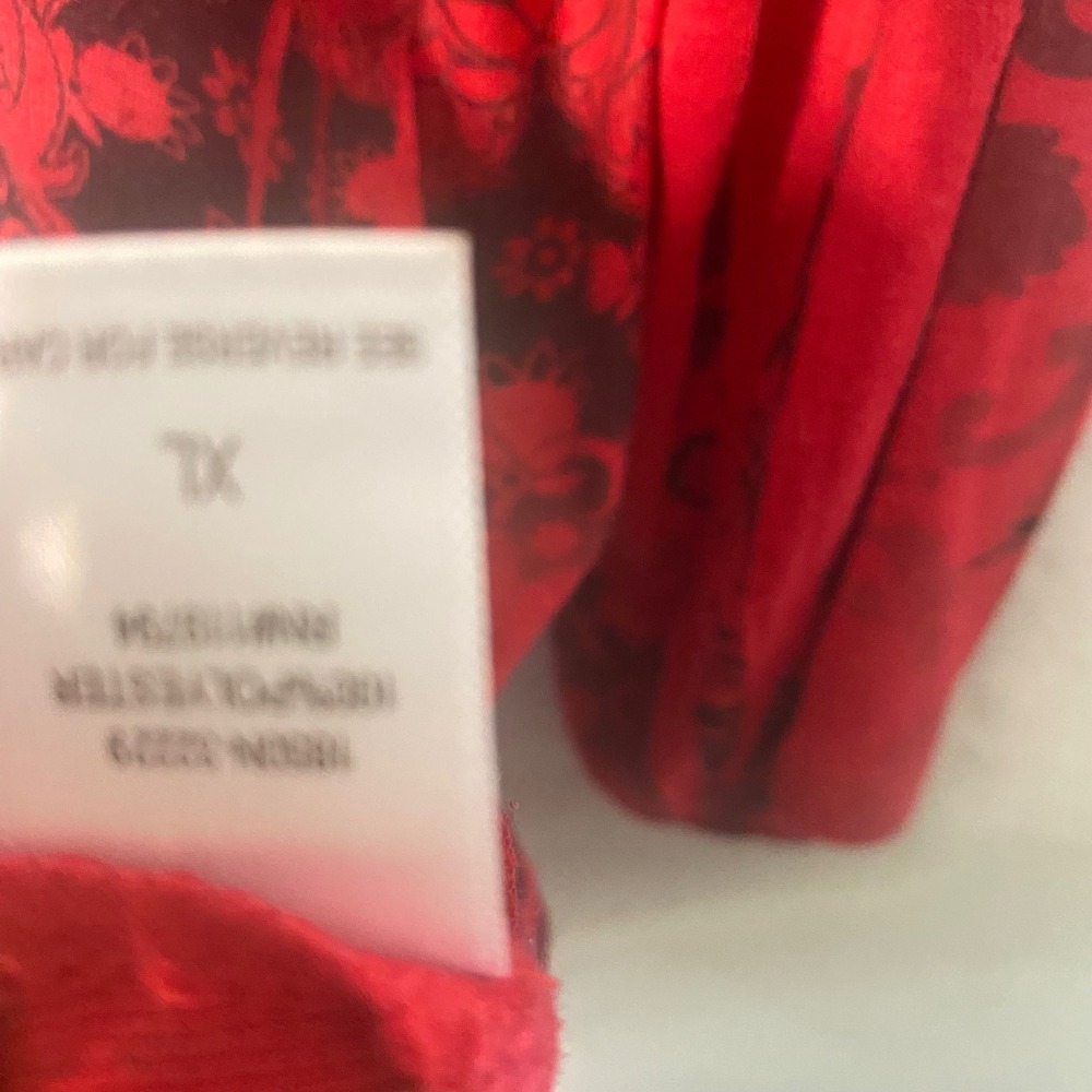 Energe World Wear Womens XL Red Black Damask Rhinestone Tunic 3/4 Sleeve Boho - Picture 3 of 4
